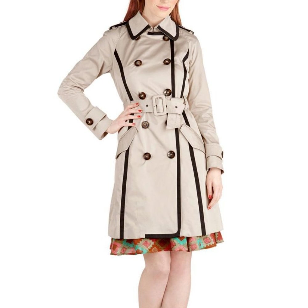 Modcloth Adept Audition Kling Trench Coat sz s